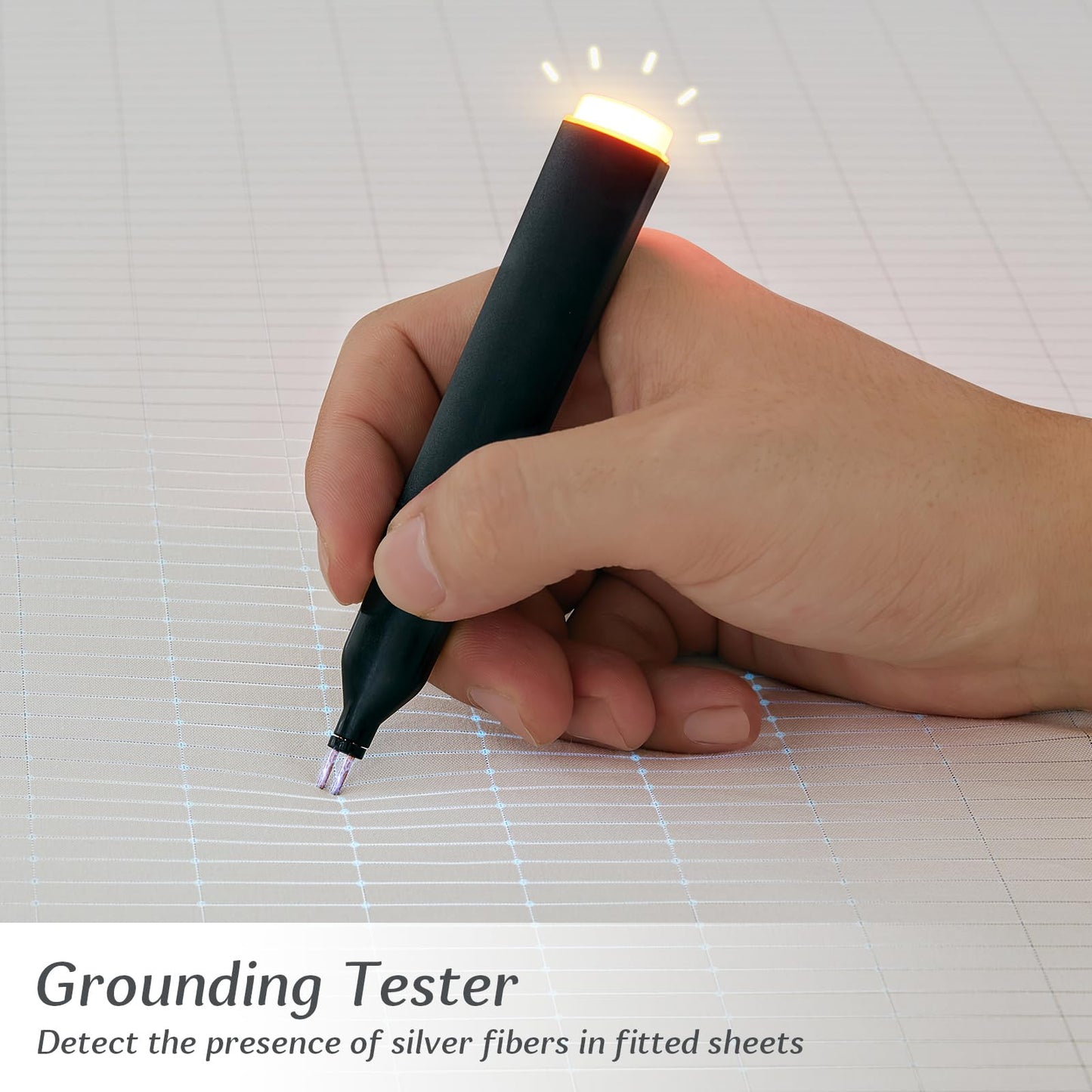 Grounding Sheets Queen, Grounded Bed Sheet 10% Pure Silver Fiber Connected Earth Energy, Fitted Earth Sheets with Grounding Tester-White