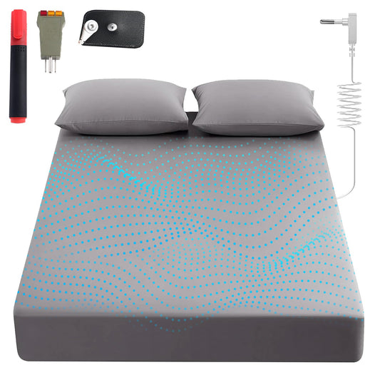 Grounding Sheets King, 90% Organic Cotton+ 10% Pure Silver Fiber,Grounded Bed Sheet Kit, Deep Pocket Grounded Bed Sheet, Relieves Pain - Used for Healthy Sleep Therapy (Gray, King)