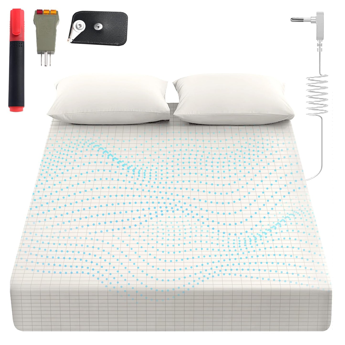 Grounding Sheets King, 90% Organic Cotton+ 10% Pure Silver Fiber,Grounded Bed Sheet Kit, Deep Pocket Grounded Bed Sheet, Relieves Pain - Used for Healthy Sleep Therapy (Gray, King)