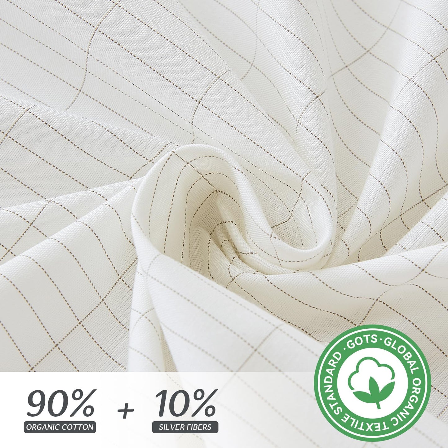 Grounding Sheets Queen, Grounded Bed Sheet 10% Pure Silver Fiber Connected Earth Energy, Fitted Earth Sheets with Grounding Tester-White