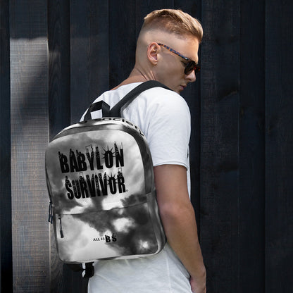 Babylon Survivor BS school backpack – white, front view