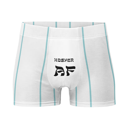 Kosher AF funny Jewish boxer briefs – white, front view