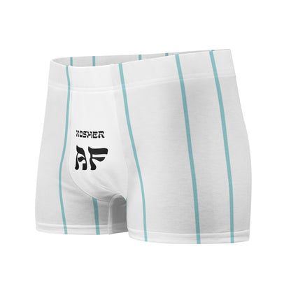 Kosher AF funny Jewish boxer briefs – white, front view