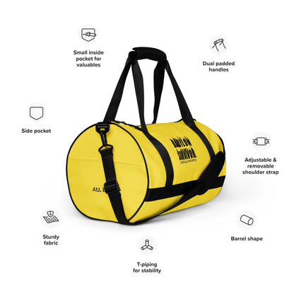Babylon Survivor gym duffel bag – white, front view