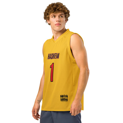Hashem 1 Shmo 1 basketball jersey – white, front view