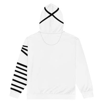 Tefillin Addict Jewish zip hoodie – white, back view (2)