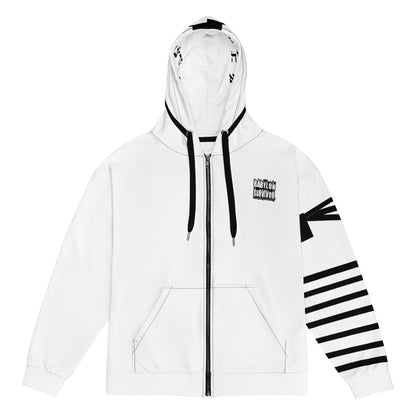 Tefillin Addict Jewish zip hoodie – white, front view