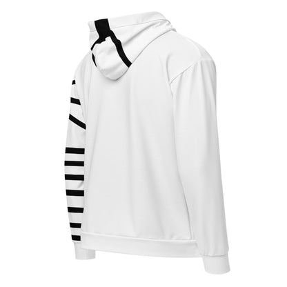 Tefillin Addict Jewish zip hoodie – white, back view