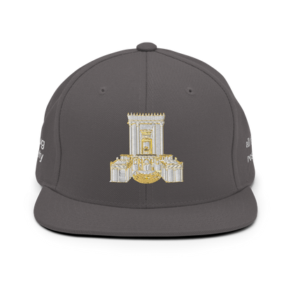 Third Temple embroidered snapback hat – dark grey, front view