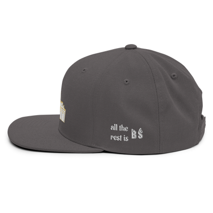 Third Temple embroidered snapback hat – dark grey, side view