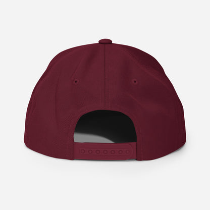 Third Temple embroidered snapback hat – maroon, back view