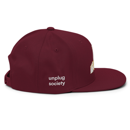 Third Temple embroidered snapback hat – maroon, side view