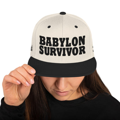 Babylon Survivor classic snapback hat – natural black, front view