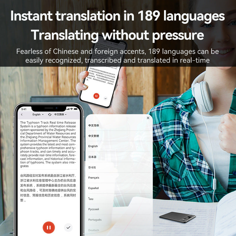 Survivor AI Recorder – translation in 189 languages