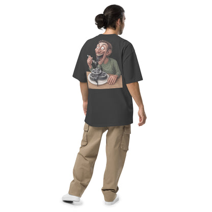 Eating Movies oversized faded t-shirt – black, back view