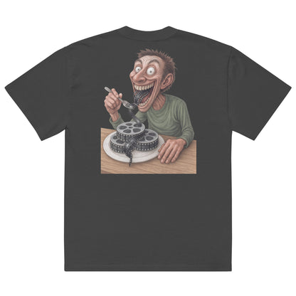 Eating Movies oversized faded t-shirt – black, back view (2)