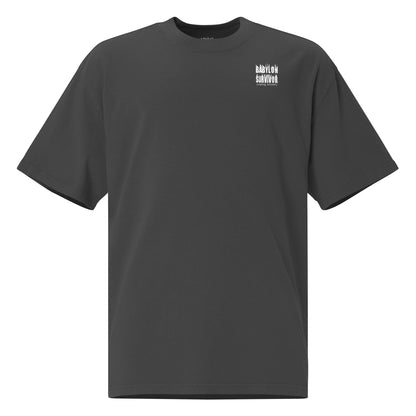 Babylon Is Falling Again oversized faded t-shirt – black, front view (3)