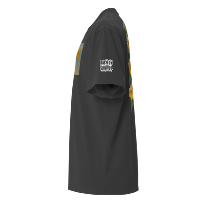 Datura flower botanical oversized faded t-shirt – black