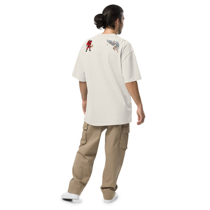 Spirit Matkot body and soul angels oversized t-shirt – bone, back view