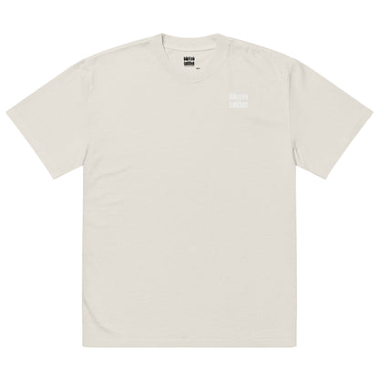 Babylon Is Falling Again oversized faded t-shirt – bone, front view