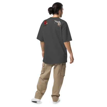 Spirit Matkot body and soul angels oversized t-shirt – coal, back view (2)