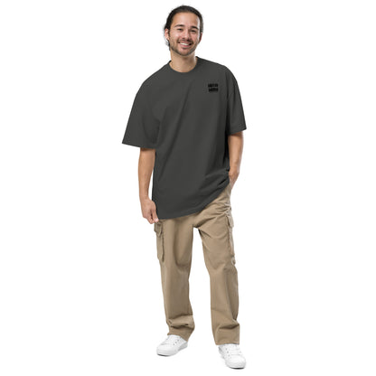 Spirit Matkot body and soul angels oversized t-shirt – coal, front view (2)