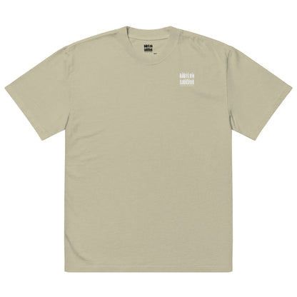 Babylon Is Falling Again oversized faded t-shirt – eucalyptus, front view (2)