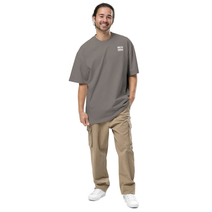Babylon Is Falling Again oversized faded t-shirt – grey, front view