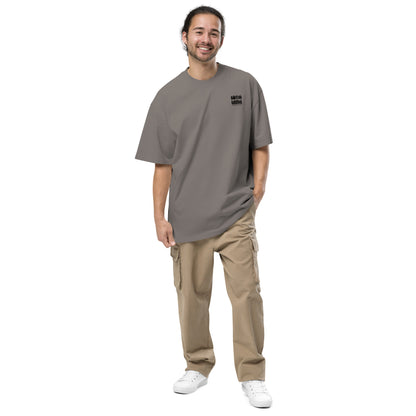 Snail Trail film reel snail oversized faded t-shirt – grey, front view (2)