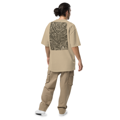 Dizengoff Maze Tel Aviv oversized faded t-shirt – khaki, back view (2)
