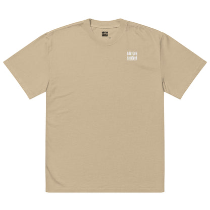 Babylon Is Falling Again oversized faded t-shirt – khaki, front view (2)