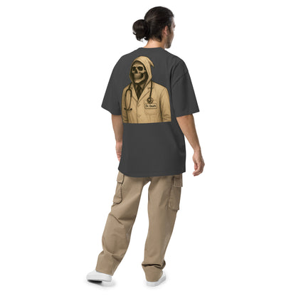 Dr. Death grim reaper oversized faded t-shirt – black, back view