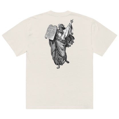 Moses and the 10 Commandments oversized faded t-shirt – bone, back view