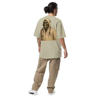 Dr. Death grim reaper oversized faded t-shirt – eucalyptus, back view