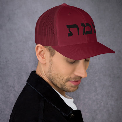 Emet Truth Hebrew trucker hat – retro cranberry