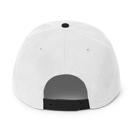 Emet Truth Hebrew snapback hat – black white, back view