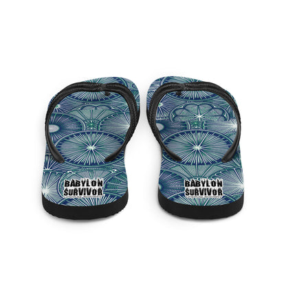 Diatoms ocean art flip-flops – white, back view