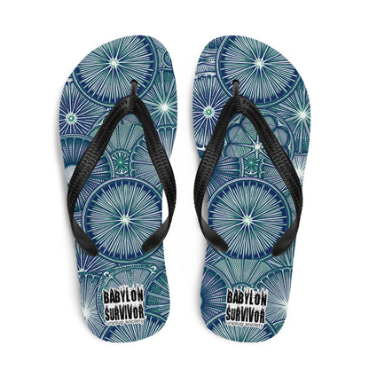 Diatoms ocean art flip-flops – white, top view