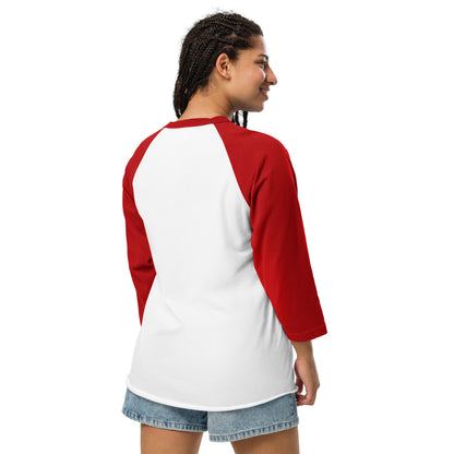 Vitruvian Cat 3/4 sleeve raglan shirt – white red, back view