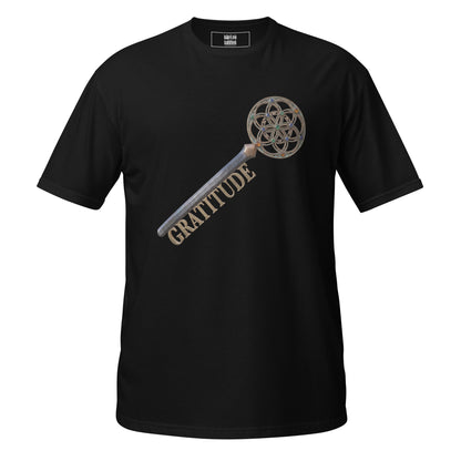 Gratitude spiritual t-shirt – black, front view (2)