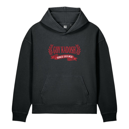 Goy Kadosh holy nation vintage hoodie – black rock, front view