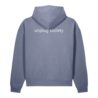 Goy Kadosh holy nation vintage hoodie – blue grey, back view
