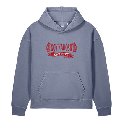 Goy Kadosh holy nation vintage hoodie – blue grey, front view