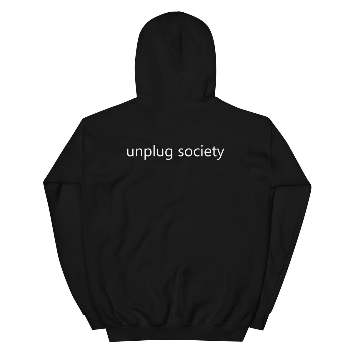 Babylon Survivor Unplug Society hoodie – black, back view