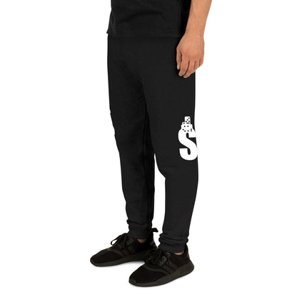 Babylon Survivor BS fleece joggers – black, front view