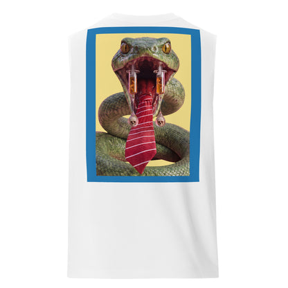 Snake Oil serpent muscle shirt – white, back view (5)
