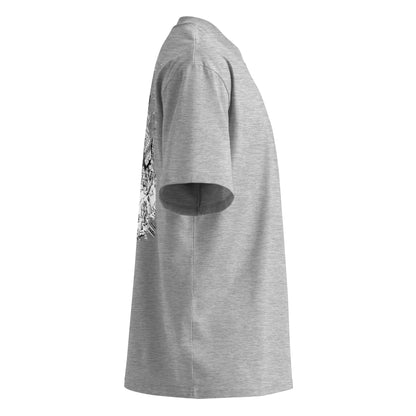 Babylon Is Falling Again organic oversized t-shirt – heather grey