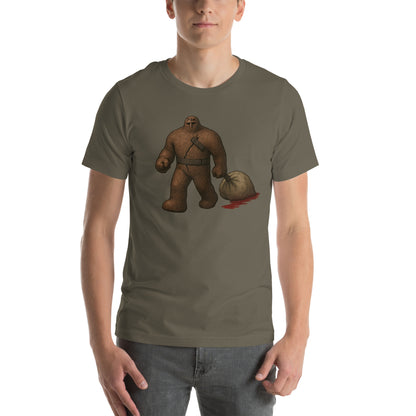 The Golem of Prague Jewish folklore t-shirt – army, front view