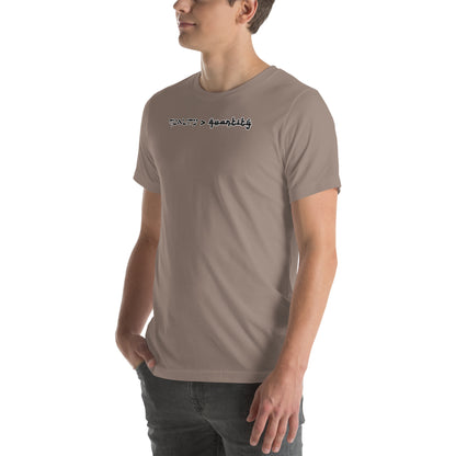 Quality over Quantity Jewish pride t-shirt – pebble, front view