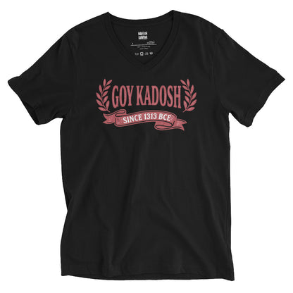 Goy Kadosh holy nation v-neck t-shirt – black, front view